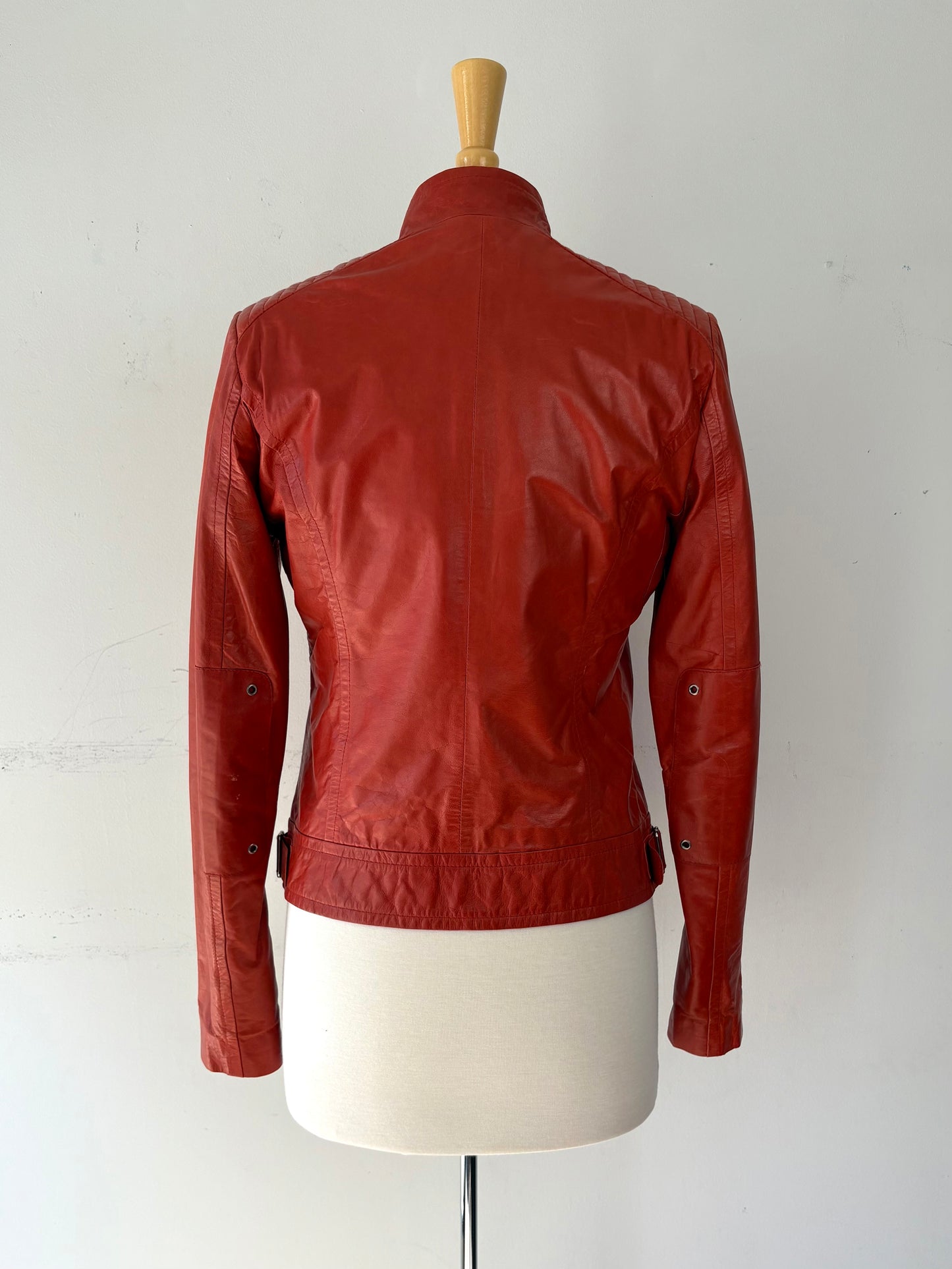 Veste style motard cuir orange | FTHI-35 (S)
