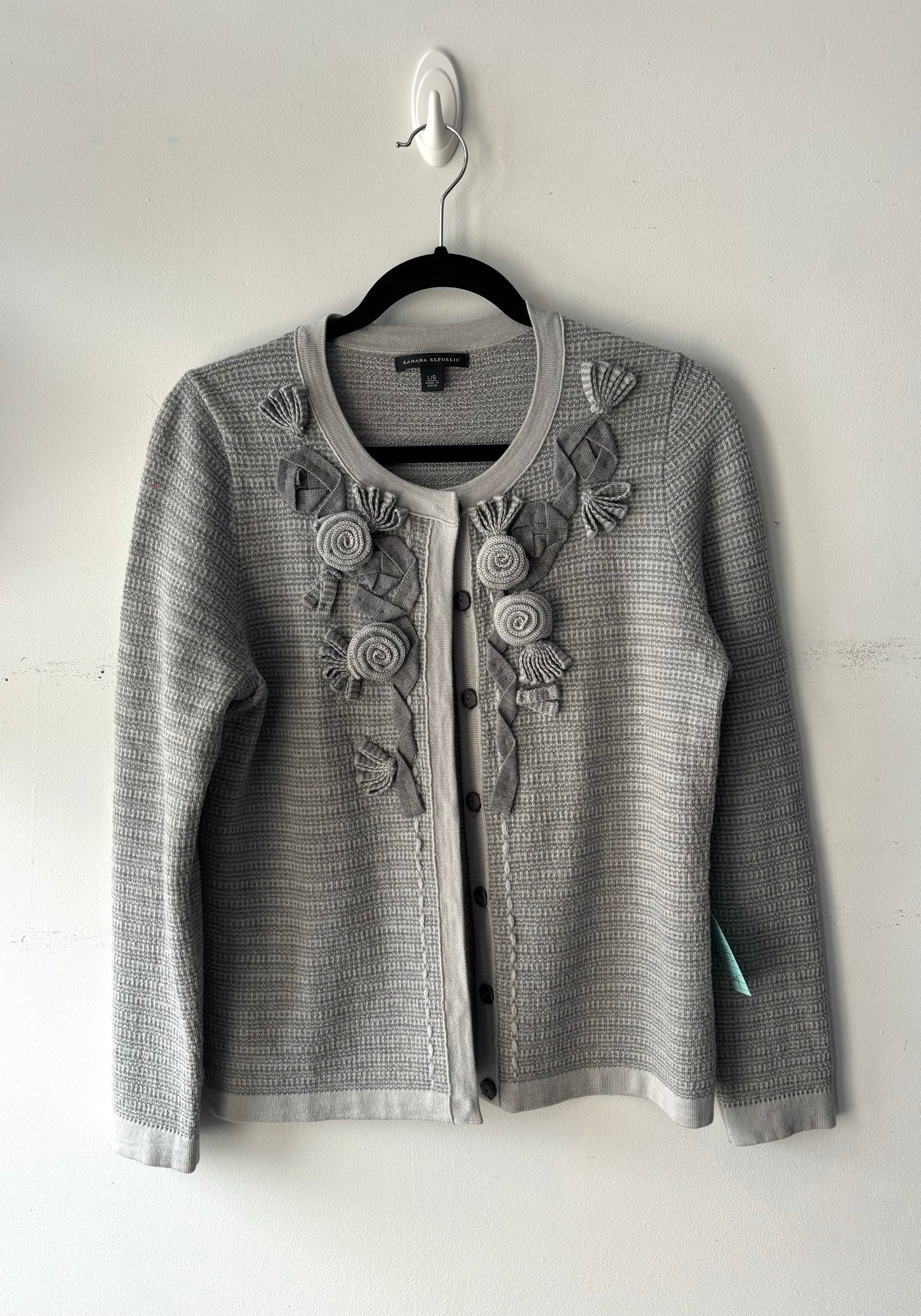 đ§Veste grise appliquĂ© de fleurs | PINK-173 (L)