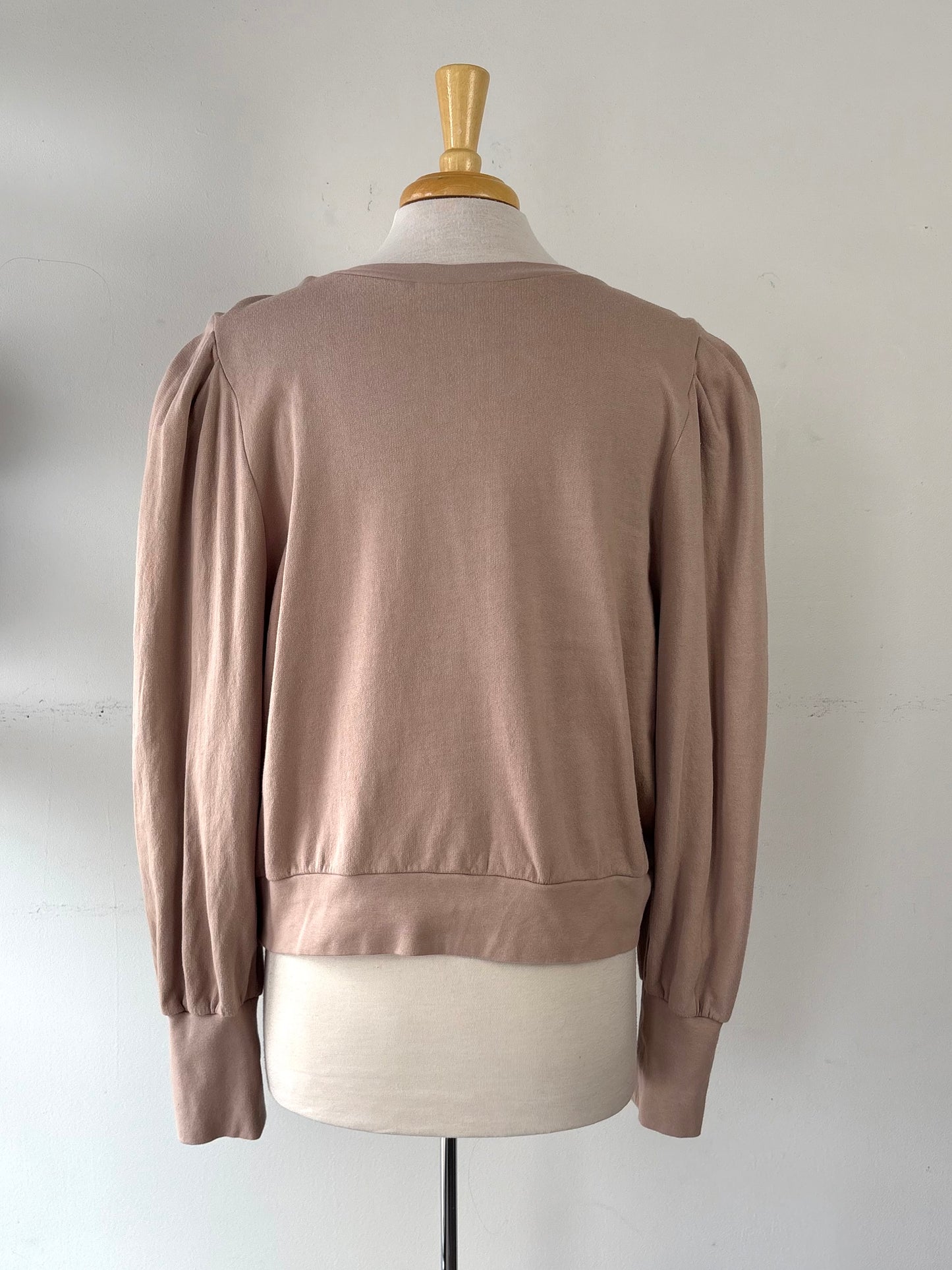 Chandail coton ouaté beige rosé manche longue | LDRU-04 (XL)