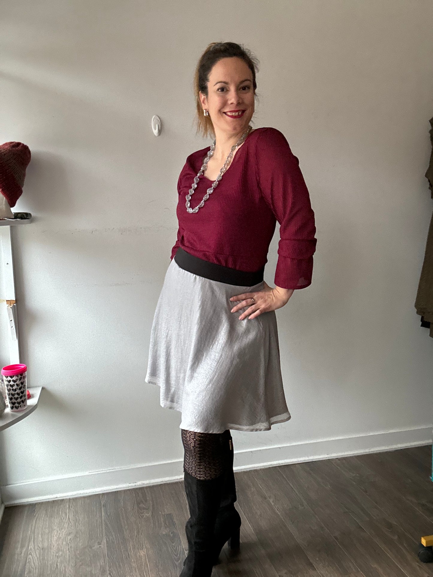 Jupe doublée, bande de taille extensibe | Argentée (Pinkmuchacha)