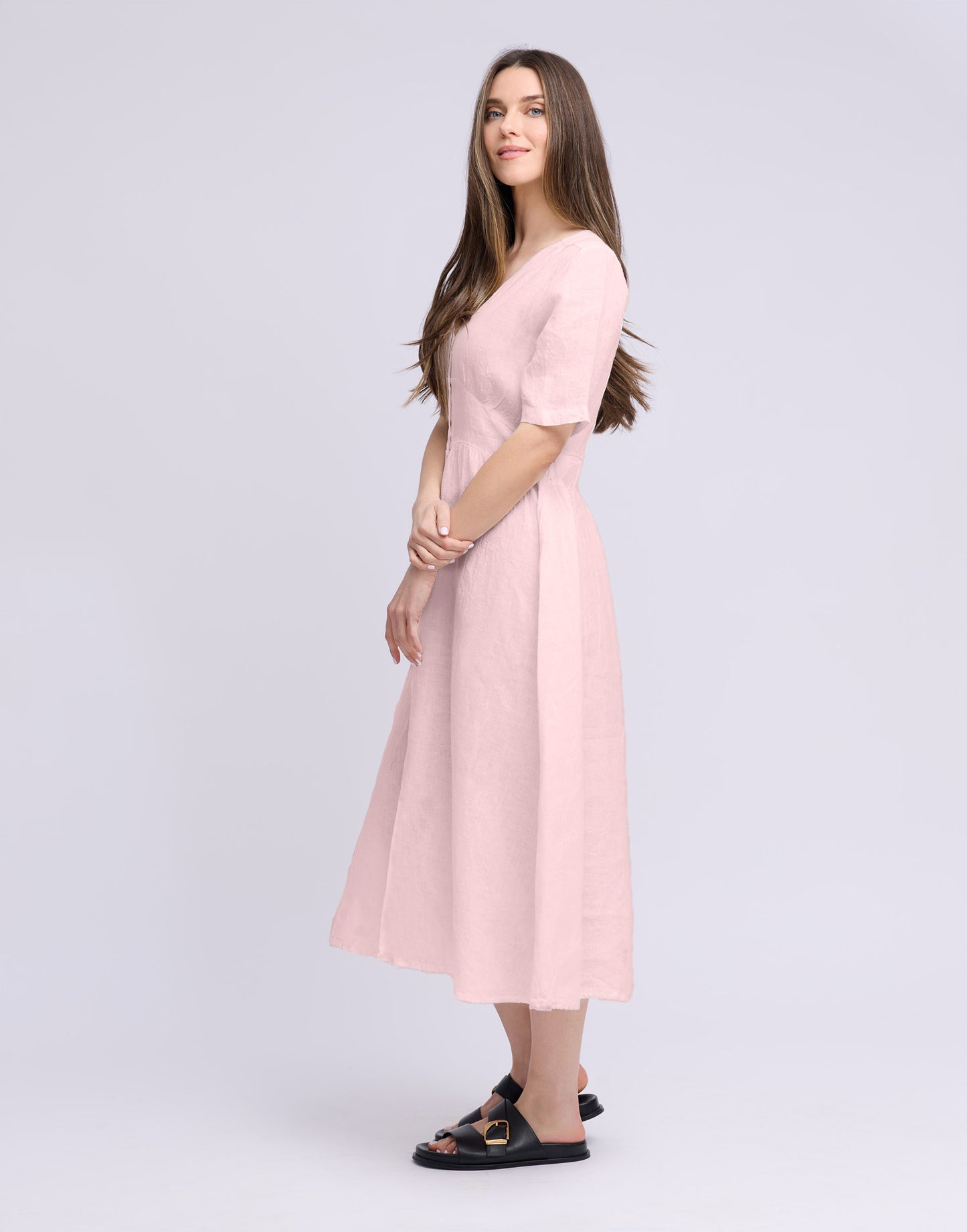 Robe longue manches courtes en lin | 2935 Bianca | Yoga Jeans