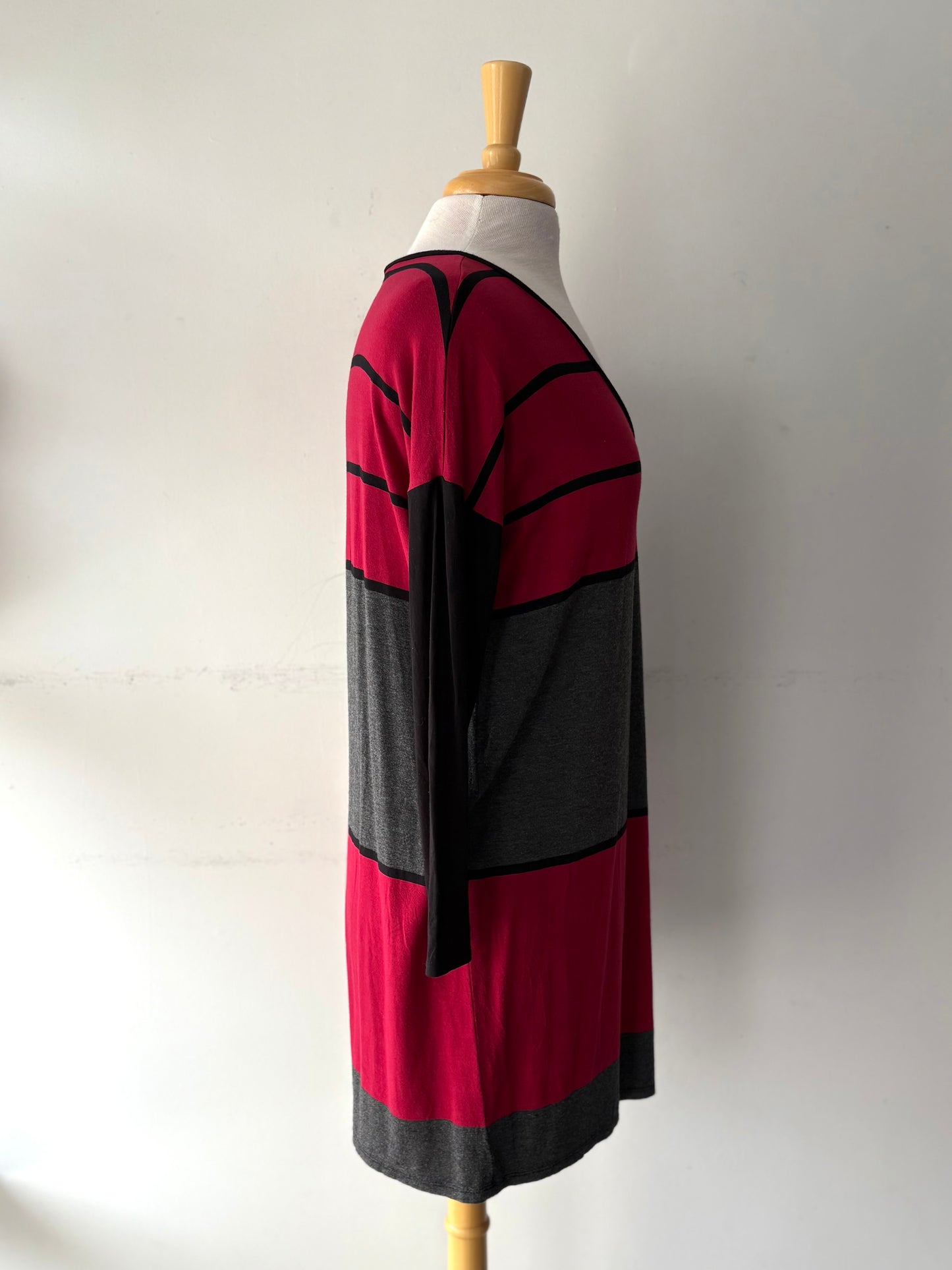 Tunique rayée rouge/grise manche longue | SGIR-07 (XS-S)