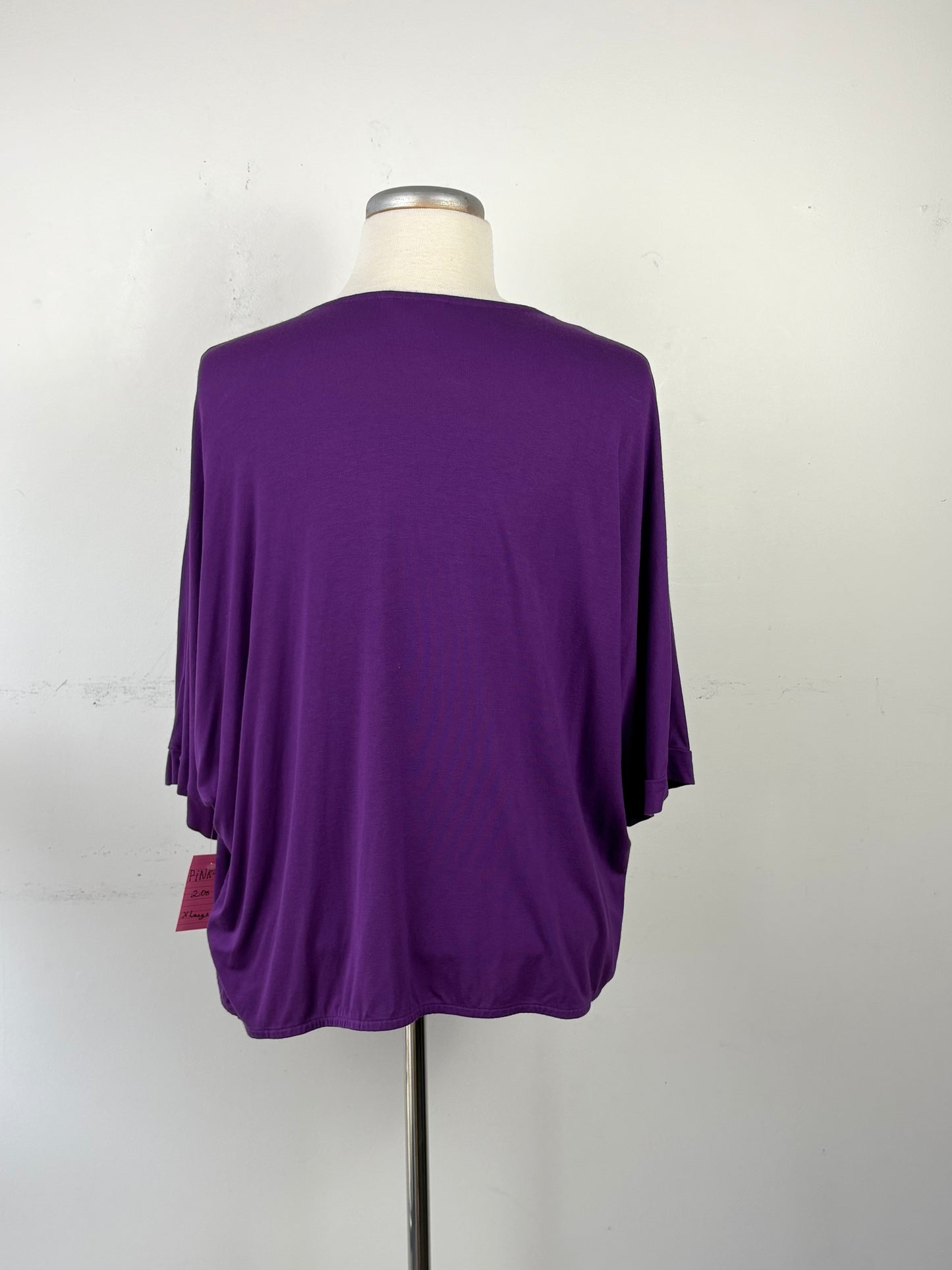 Haut/veste mauve, manche 3/4 chauve souris, ouverte | PINK-478 (XL)