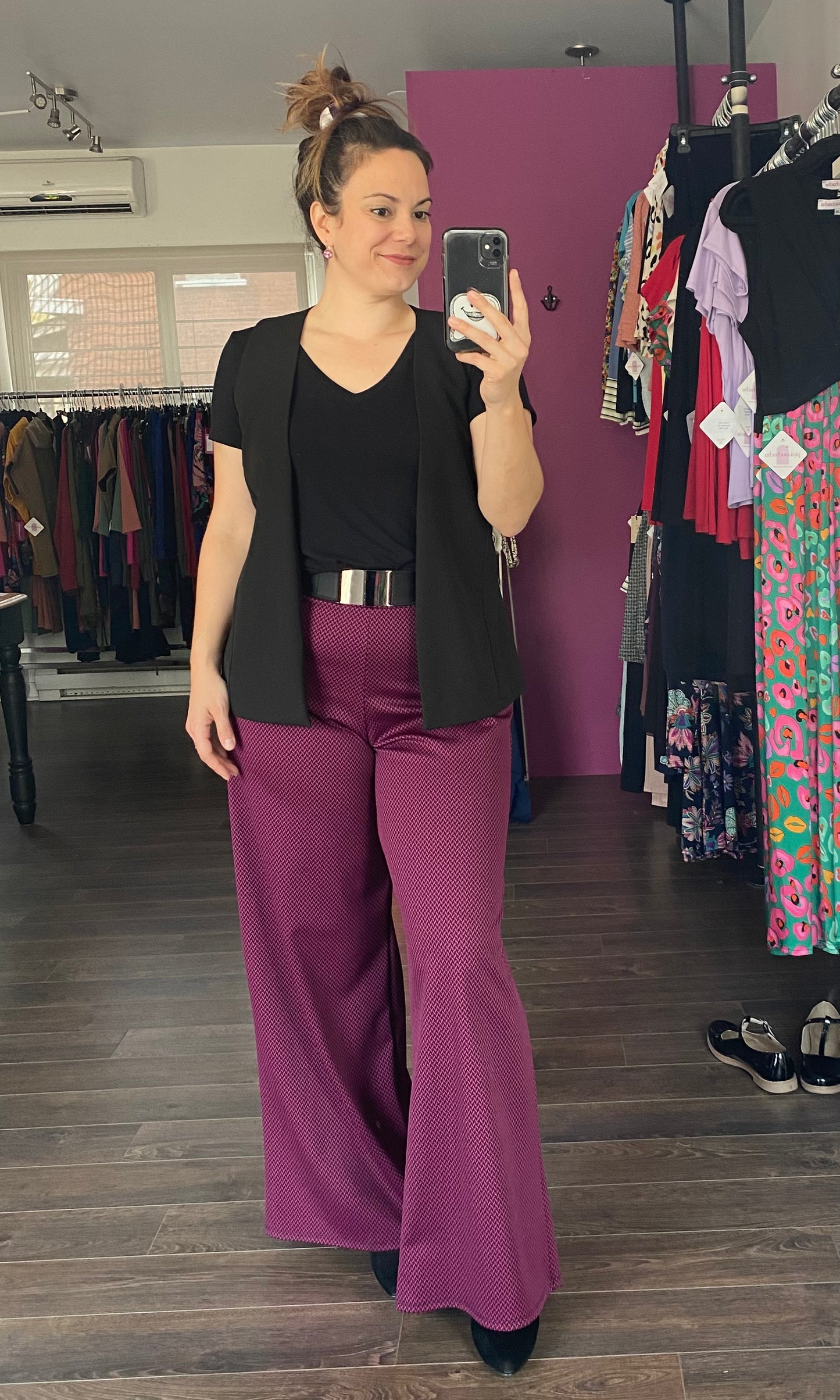 Pantalon jambe large extensible à chevrons | Erin (Pinkmuchacha)