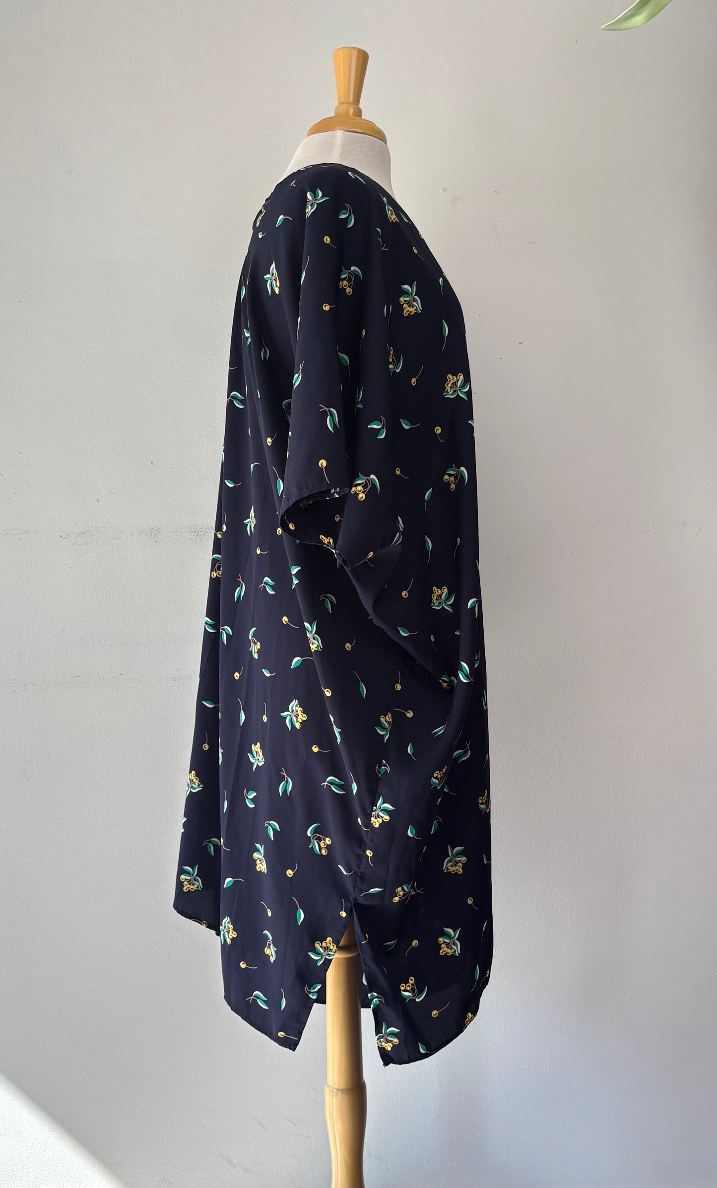 Kimono long marine cerise jaune | PINK-579 (O/S)