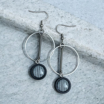 Boucle d'oreilles anneaux et cabochons chevrons | MF-994 | M Fantaisies