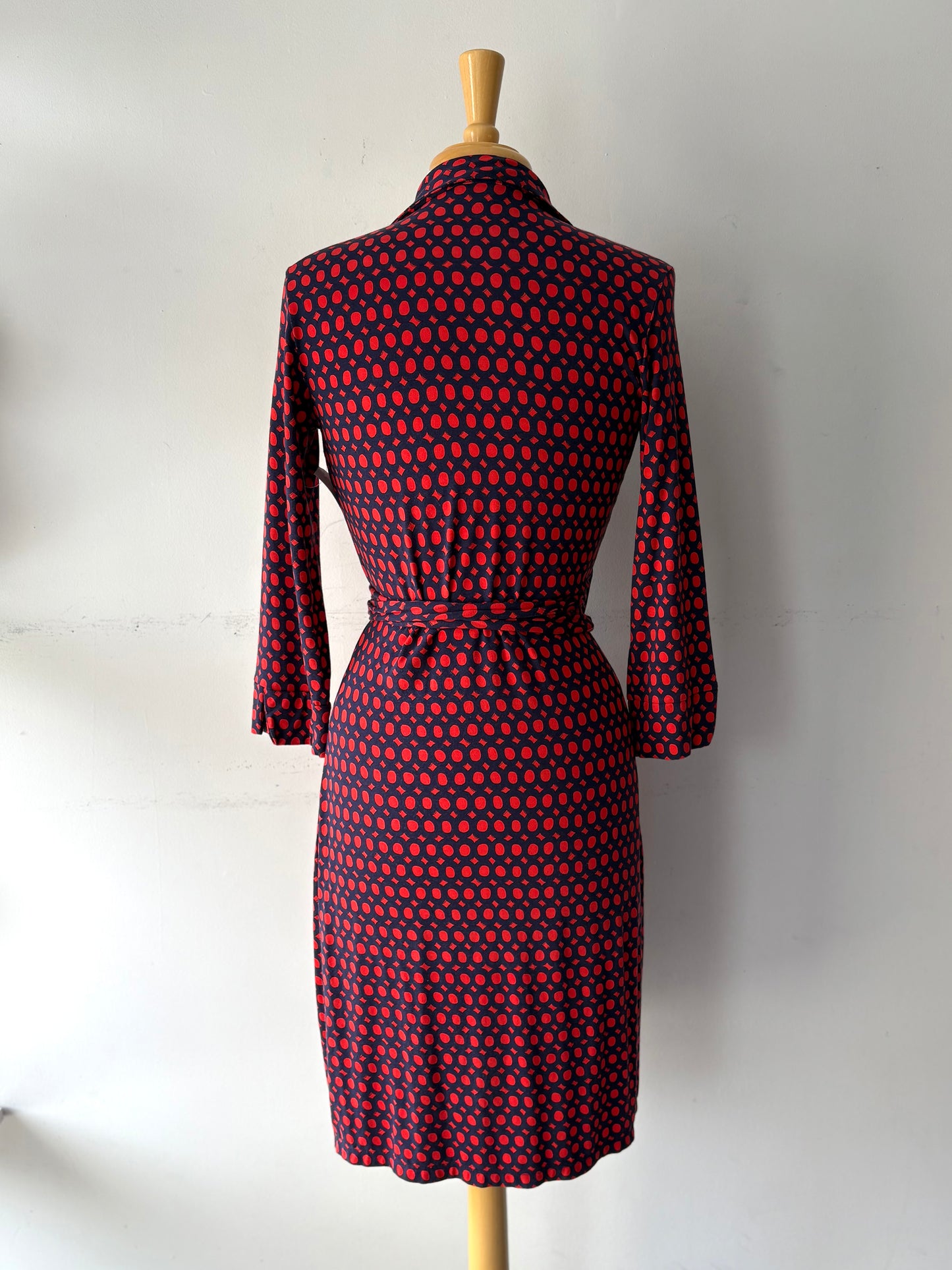 Robe cache-coeur marine/pois rouge | GCAR-19 (XS)