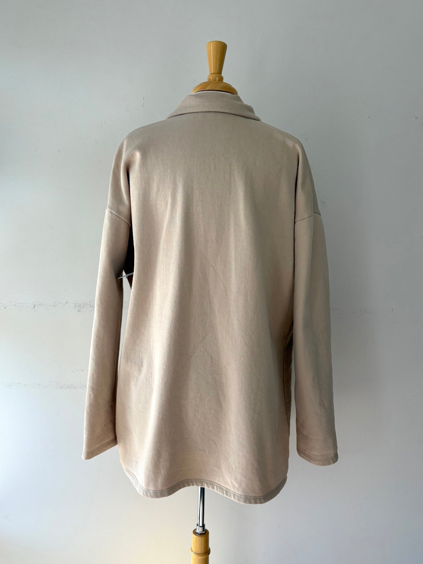Veste beige pâle longue, coton ouaté, manche longue | LDRU-14 (M/L fait grand)