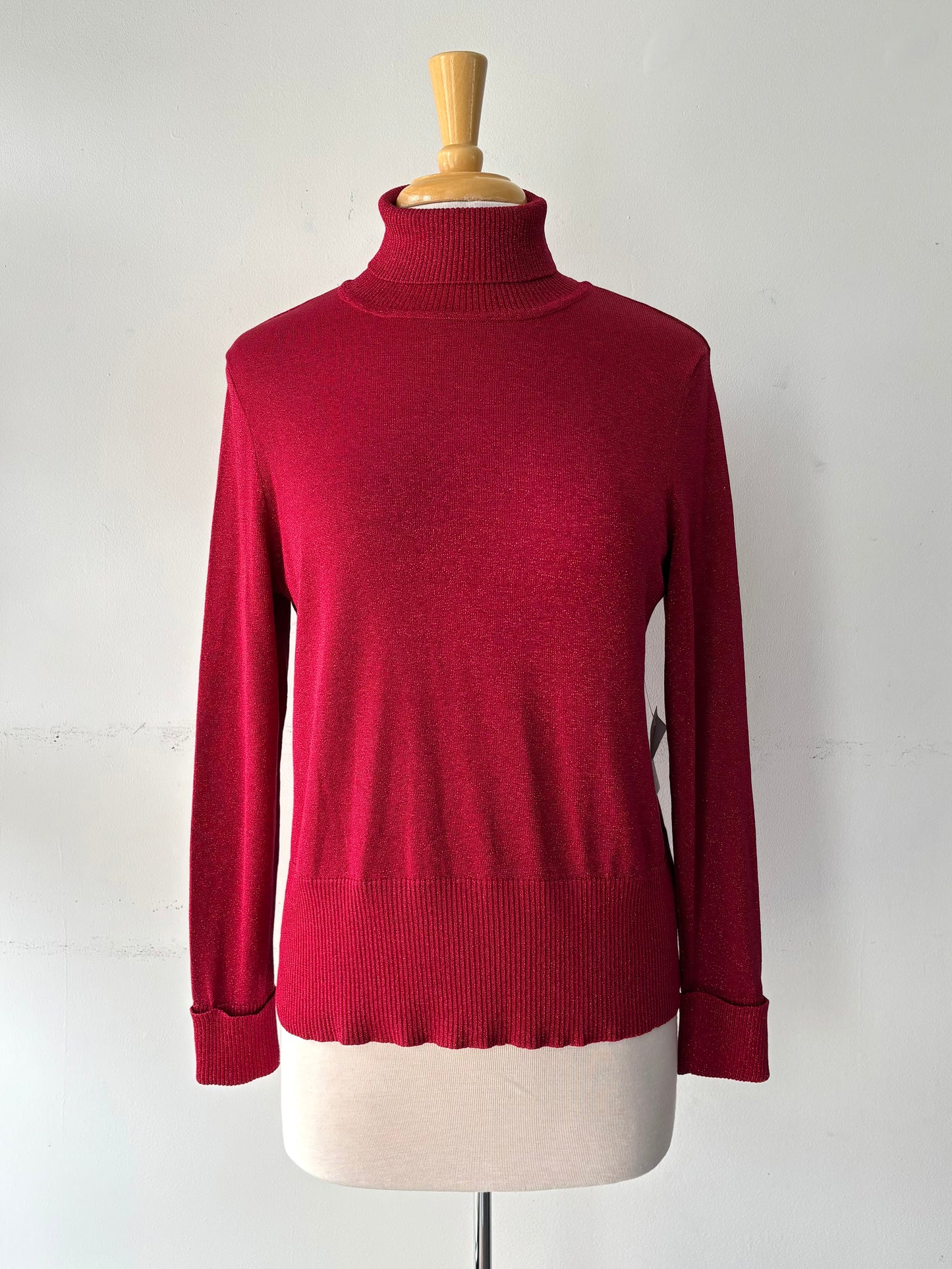 Chandail tricot lurex manche longue rouge | PINK-430 (M)