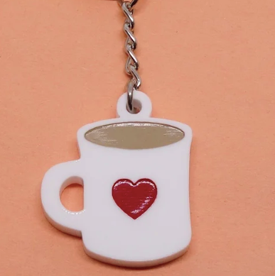 Porte-clés tasse café coeur | Lili0676