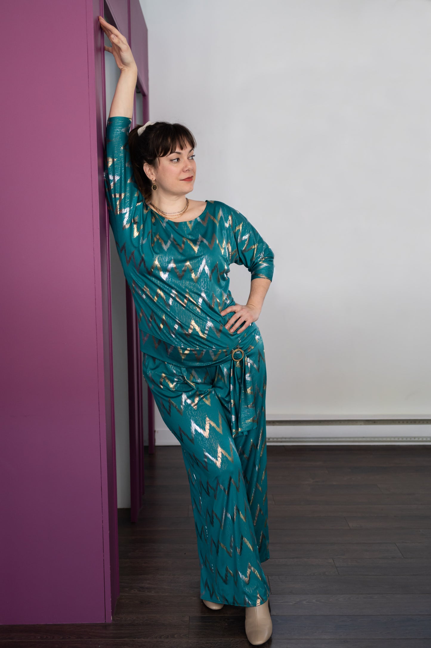 Pantalon jambe large, taille élastique | Hazel (Pinkmuchacha)