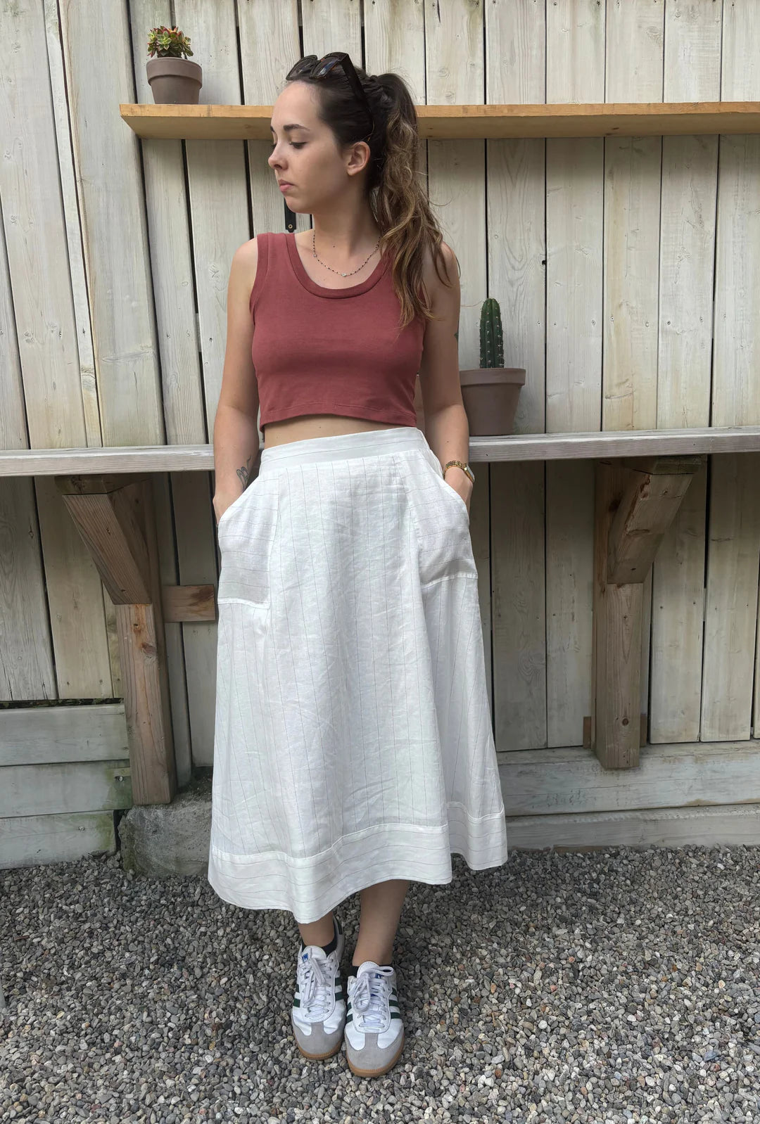 Jupe midi en lin | Talina | Marigold