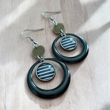 Boucle d'oreilles anneaux epoxy et cabochons | MF-992 | M Fantaisies