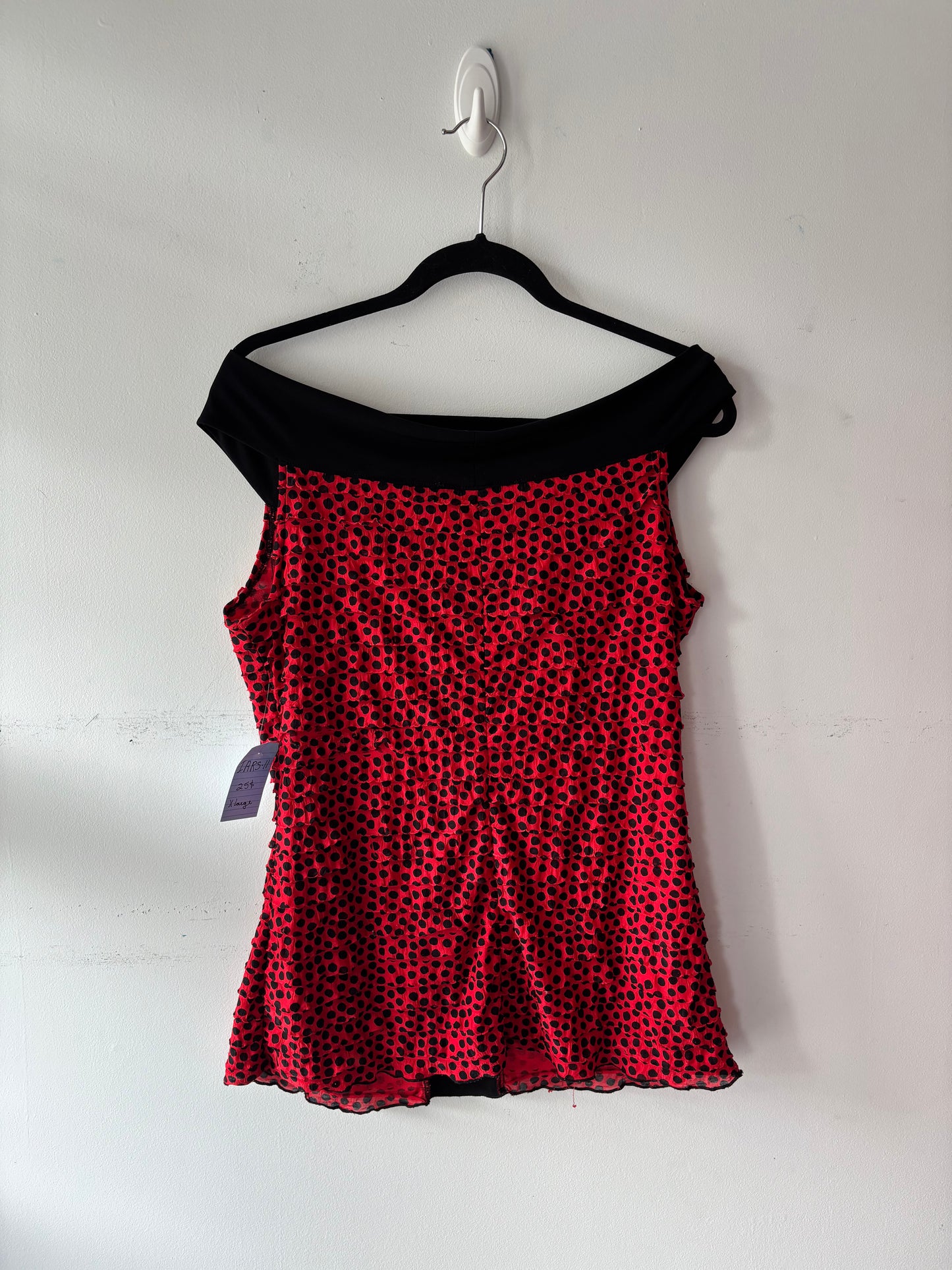 đ§Haut Ă©paule dĂ©gagĂ©e, rouge, pois noir | IARS-11 (XL)