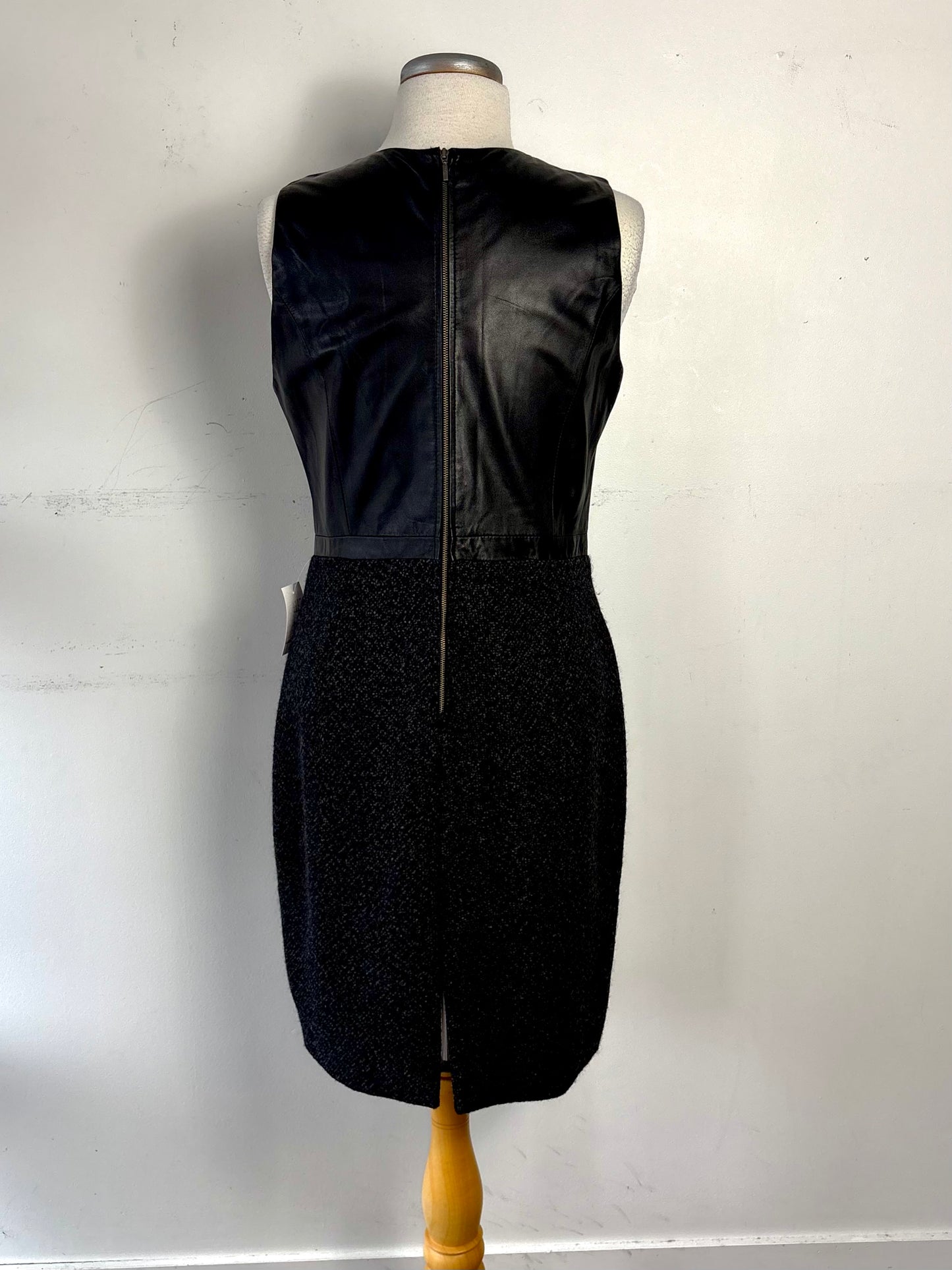 Robe noire/tweed pas manche haut cuir | LCLEB-31 (12 ans fait petite)