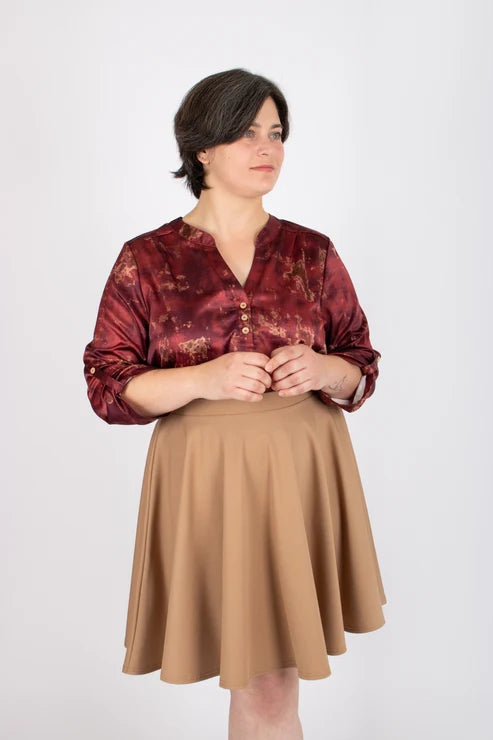 Blouse Léonie bourgogne Infime, vue portée de face