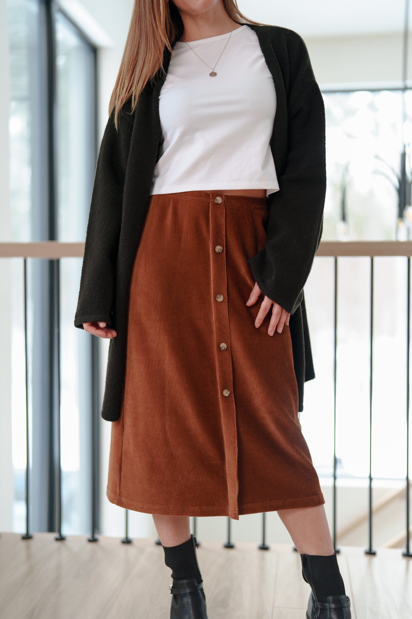 Jupe midi corduroy | Louve