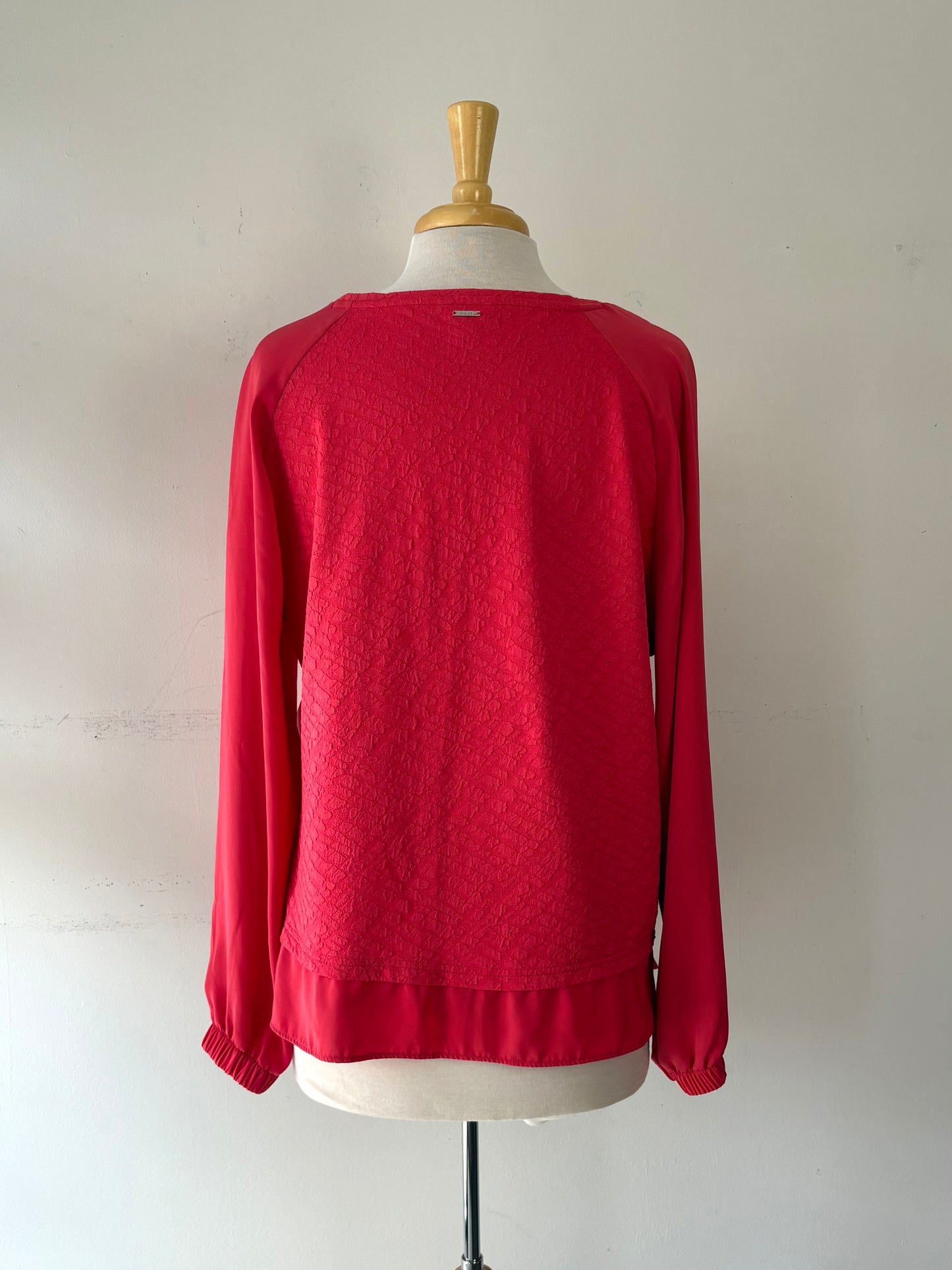 Chandail corail texturé, encolure en rond, manche longue | PINK-479 (XL)