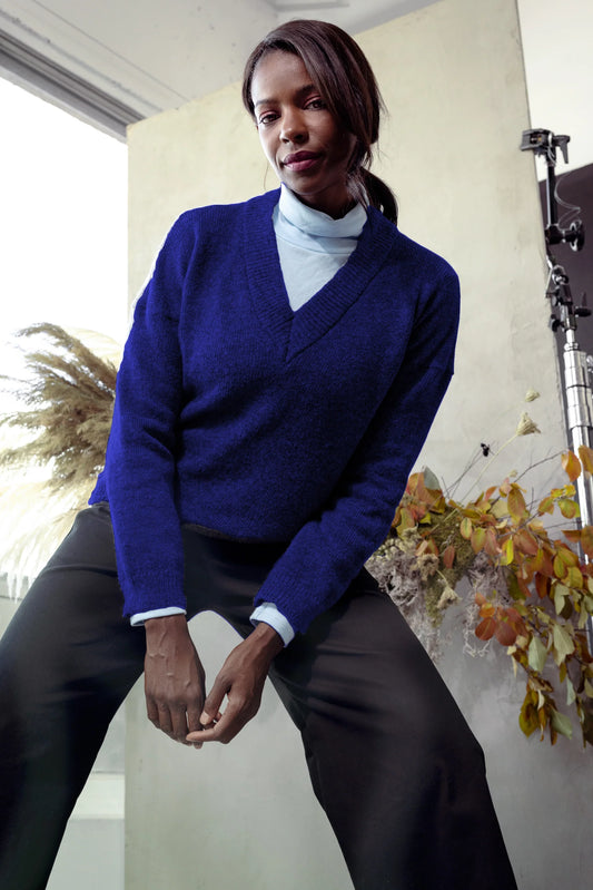 Pull mohair en V | F22-19 | Maillagogo