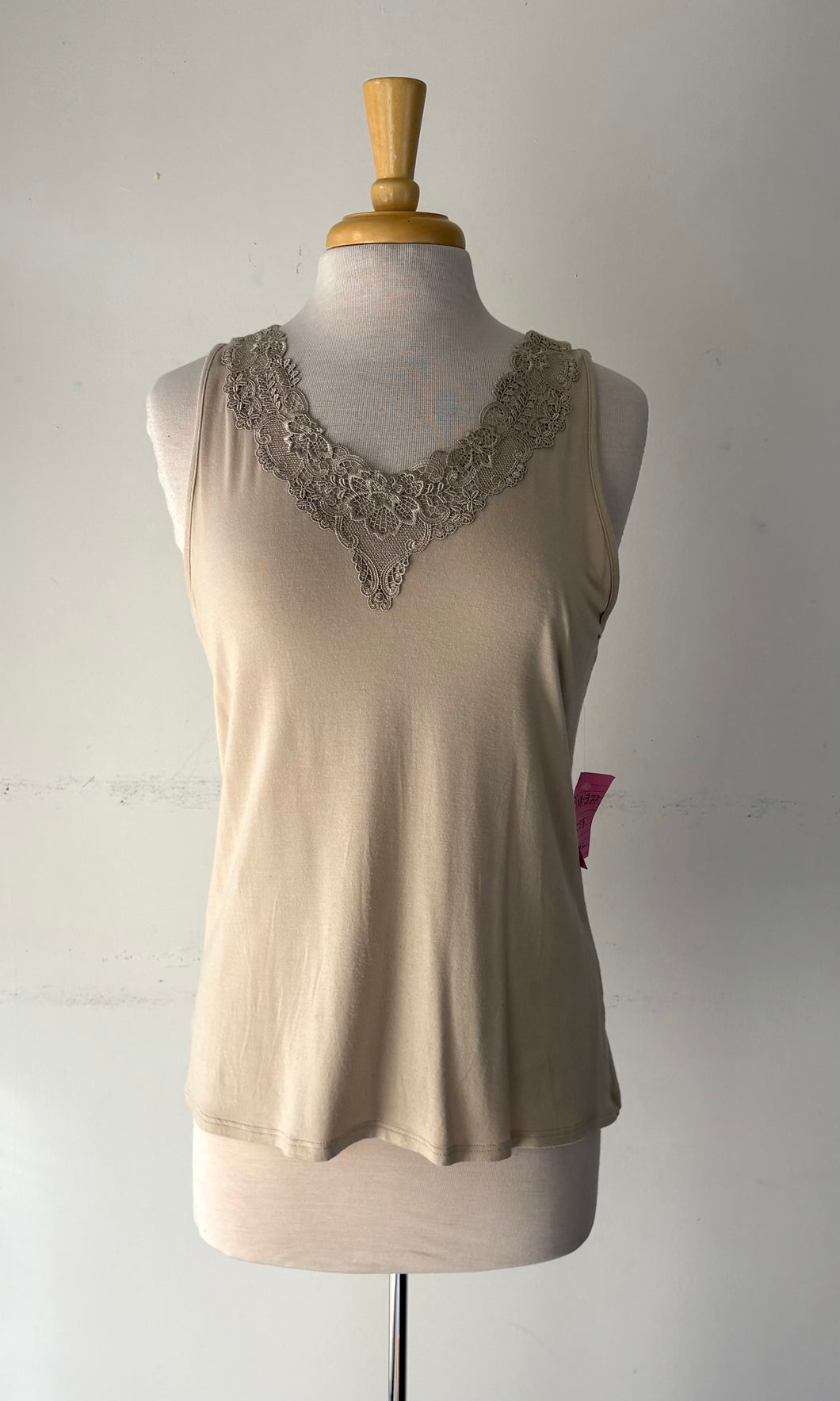 Camisole beige, guipure | PINK-377 (XL)