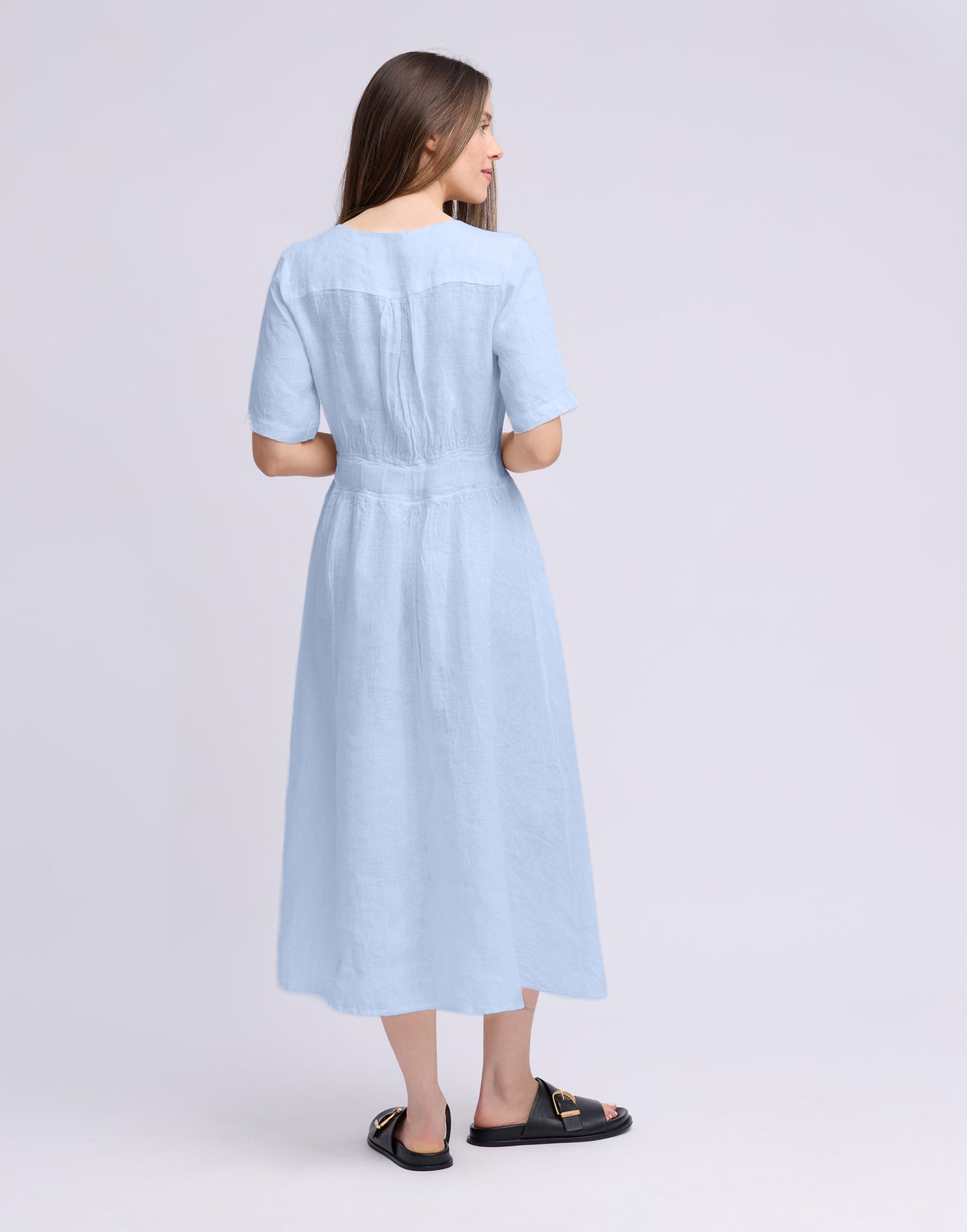 Robe longue manches courtes en lin | 2935 Bianca | Yoga Jeans