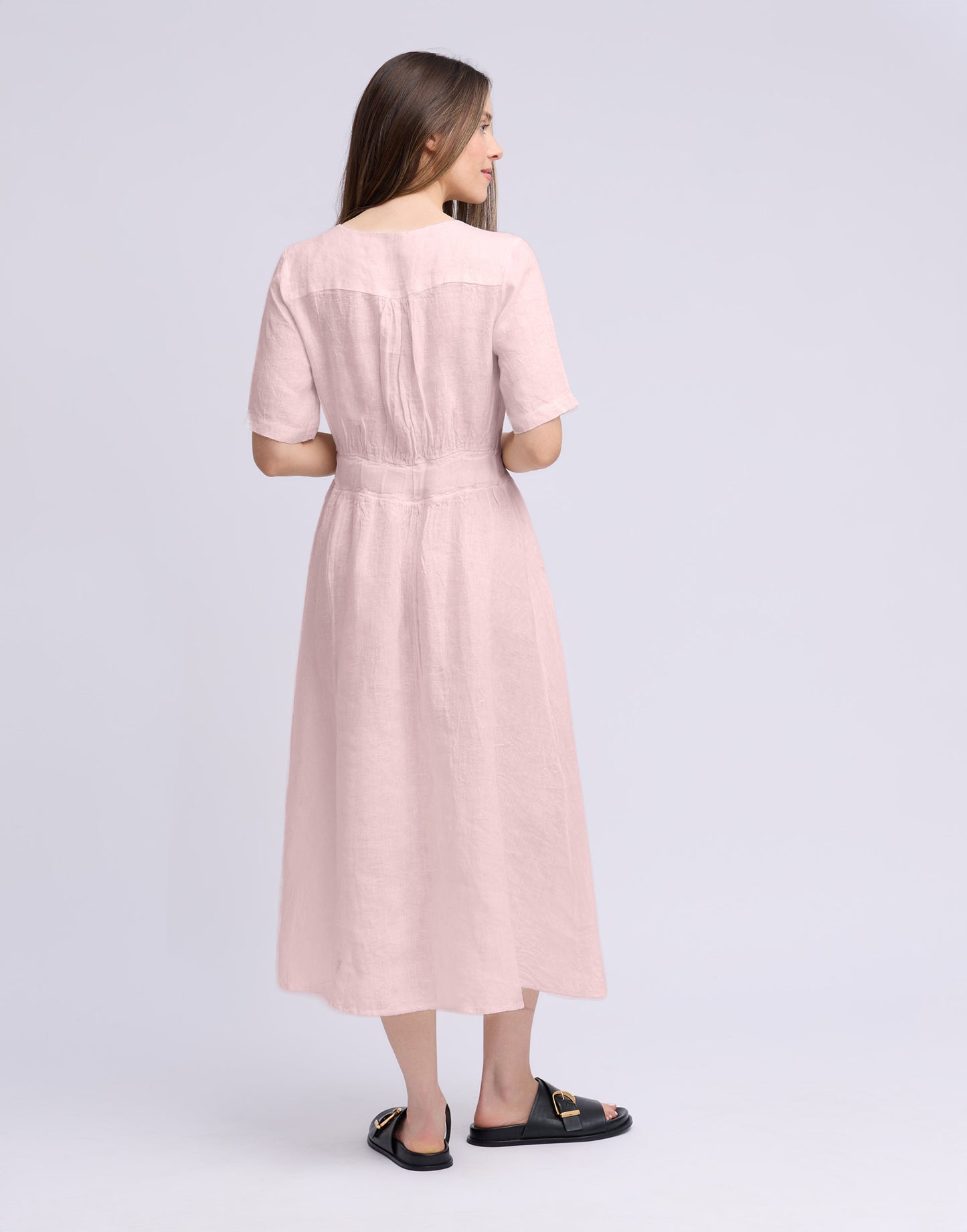 Robe longue manches courtes en lin | 2935 Bianca | Yoga Jeans
