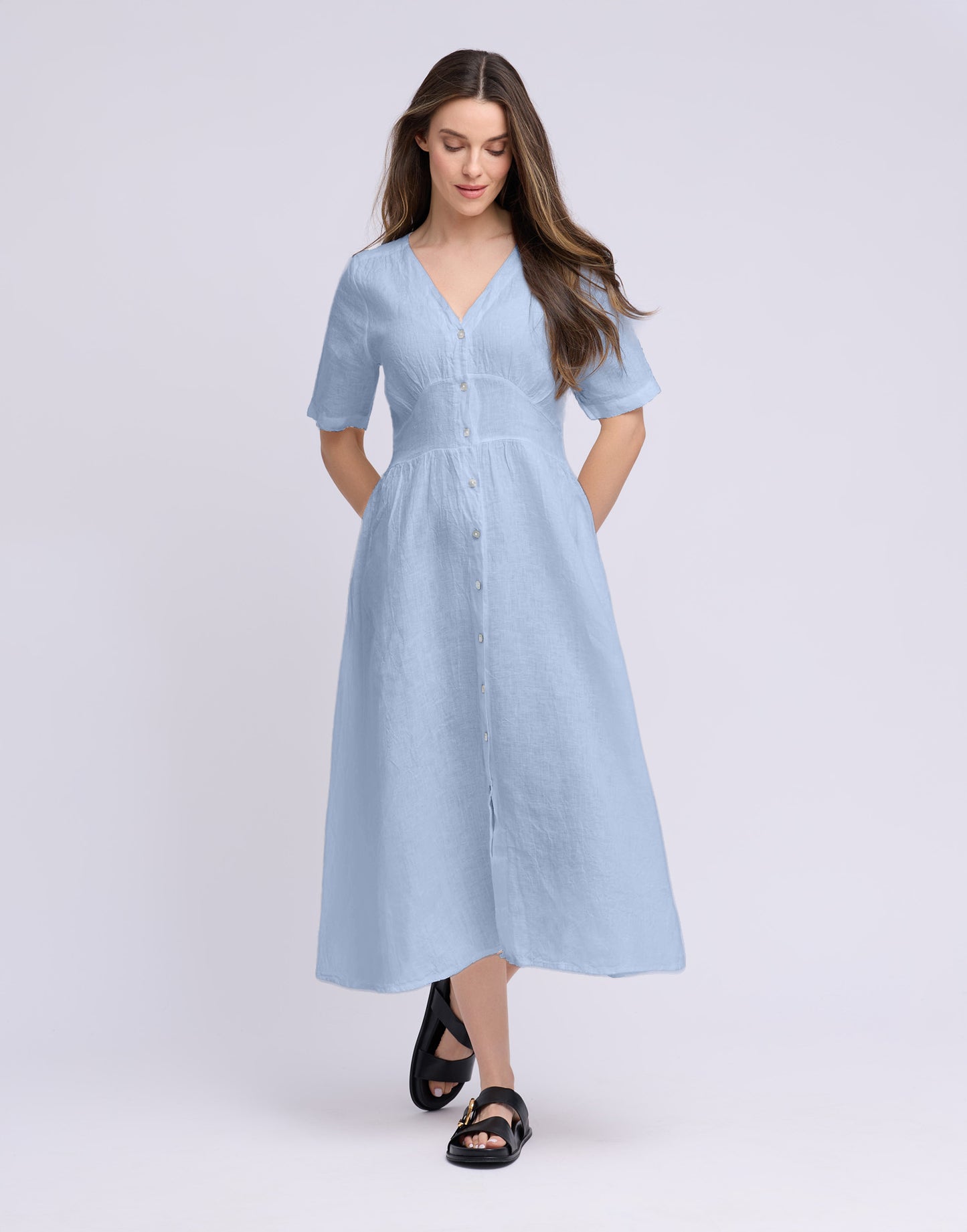 Robe longue manches courtes en lin | 2935 Bianca | Yoga Jeans