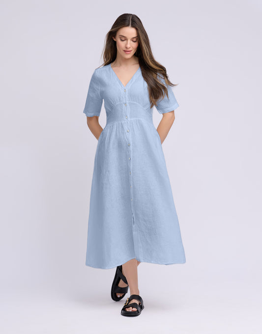 Robe longue manches courtes en lin | 2935 Bianca | Yoga Jeans