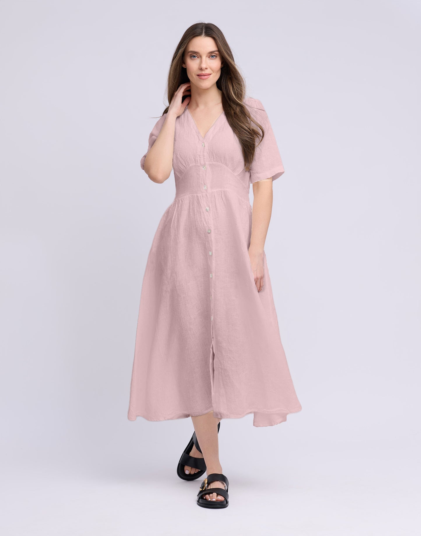 Robe longue manches courtes en lin | 2935 Bianca | Yoga Jeans