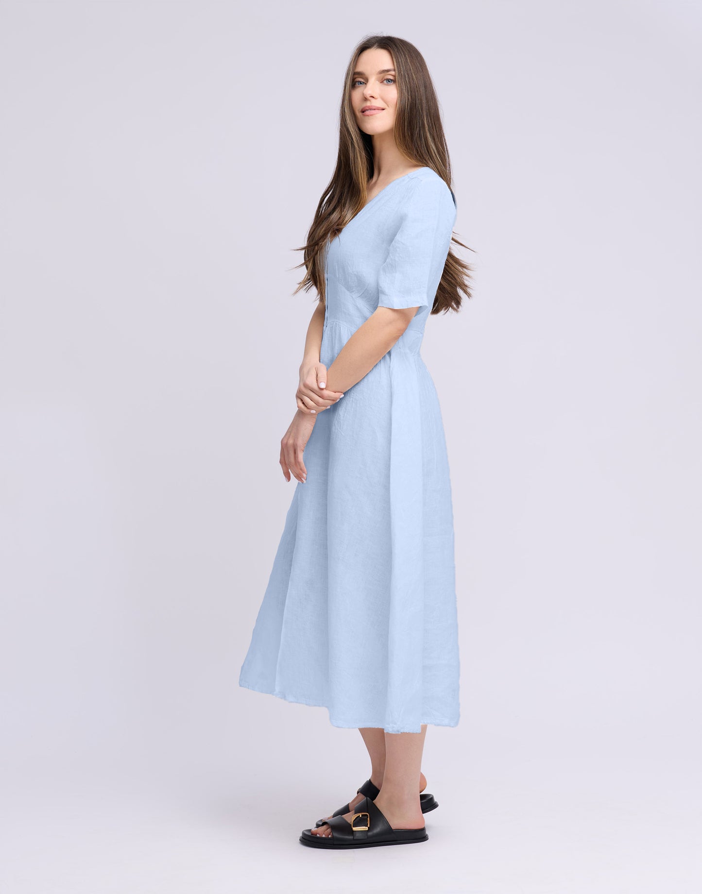 Robe longue manches courtes en lin | 2935 Bianca | Yoga Jeans