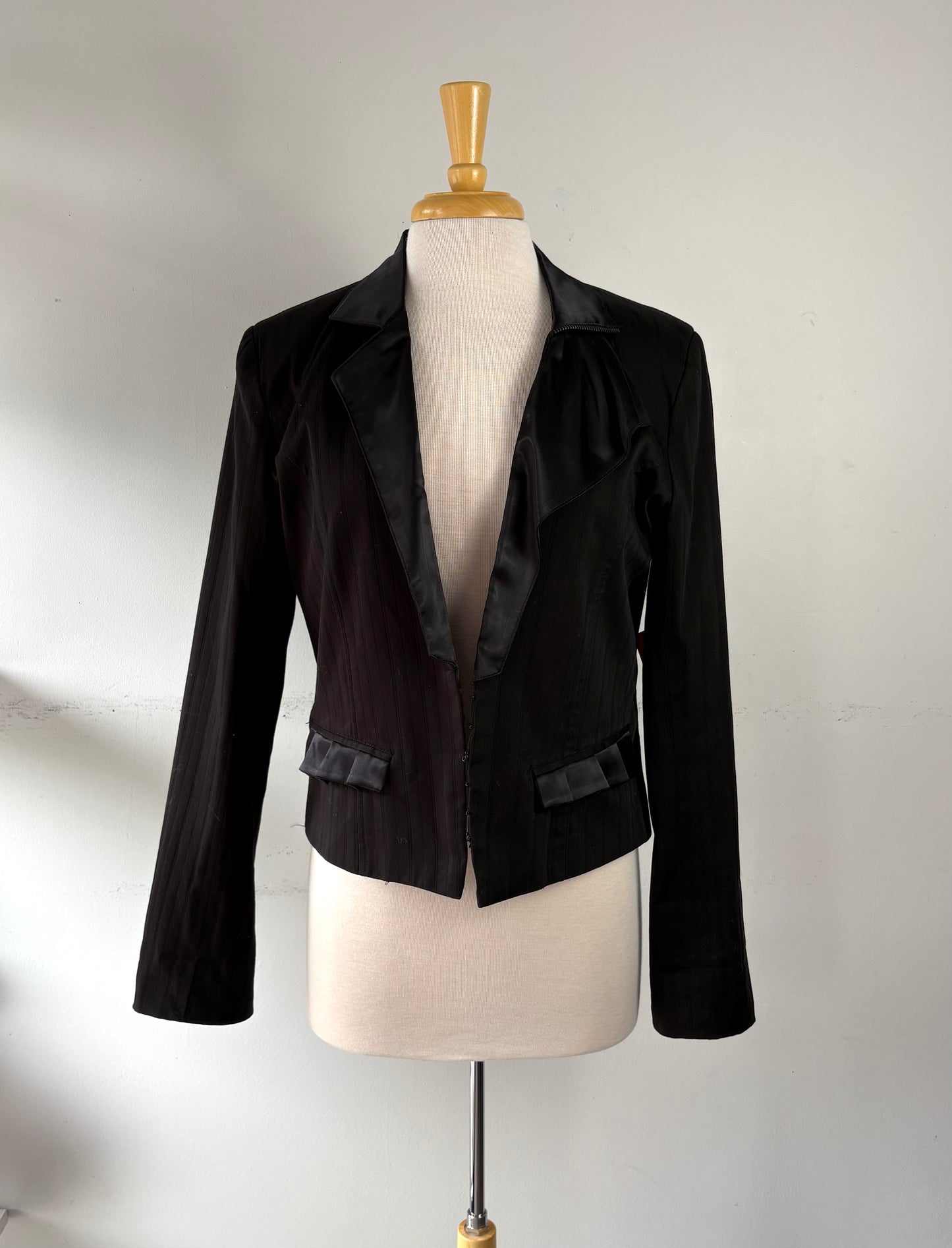 Veston noir revers satin | AMER-12 (XL fait L)