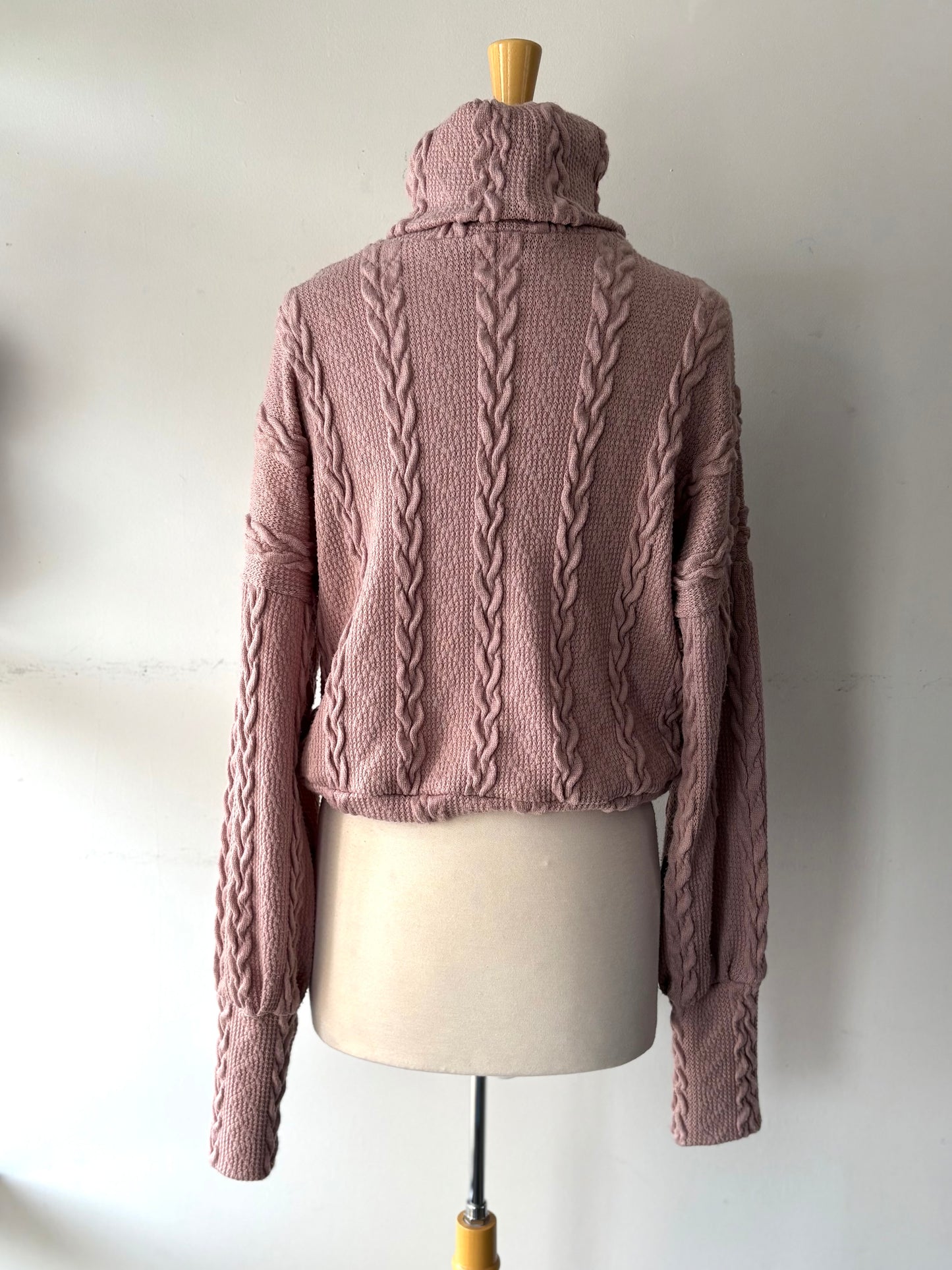 Chandail tricot rose manche longue | PINK-462 (M-L)