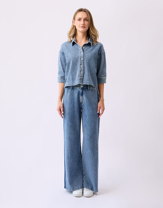 Jeans large bleu moyen| 3017 Alpine| Yoga Jeans