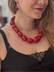 Collier grosse bille rouge | ASTP-13
