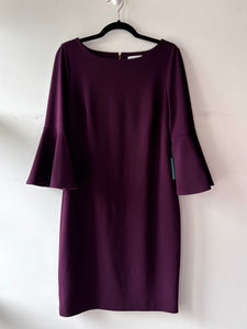 Robe droite manches 3/4 aubergine | SGRA-05 (12-L)