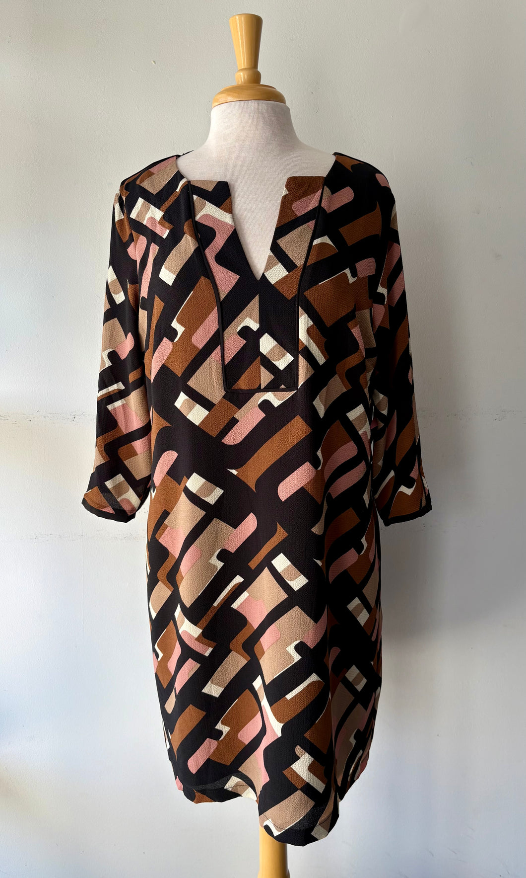 Robe motifs noir/vieux rose/crème, brun | CJOL-04 (XL)