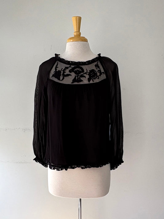 Blouse noire dentelle | FTHI-33 (S)