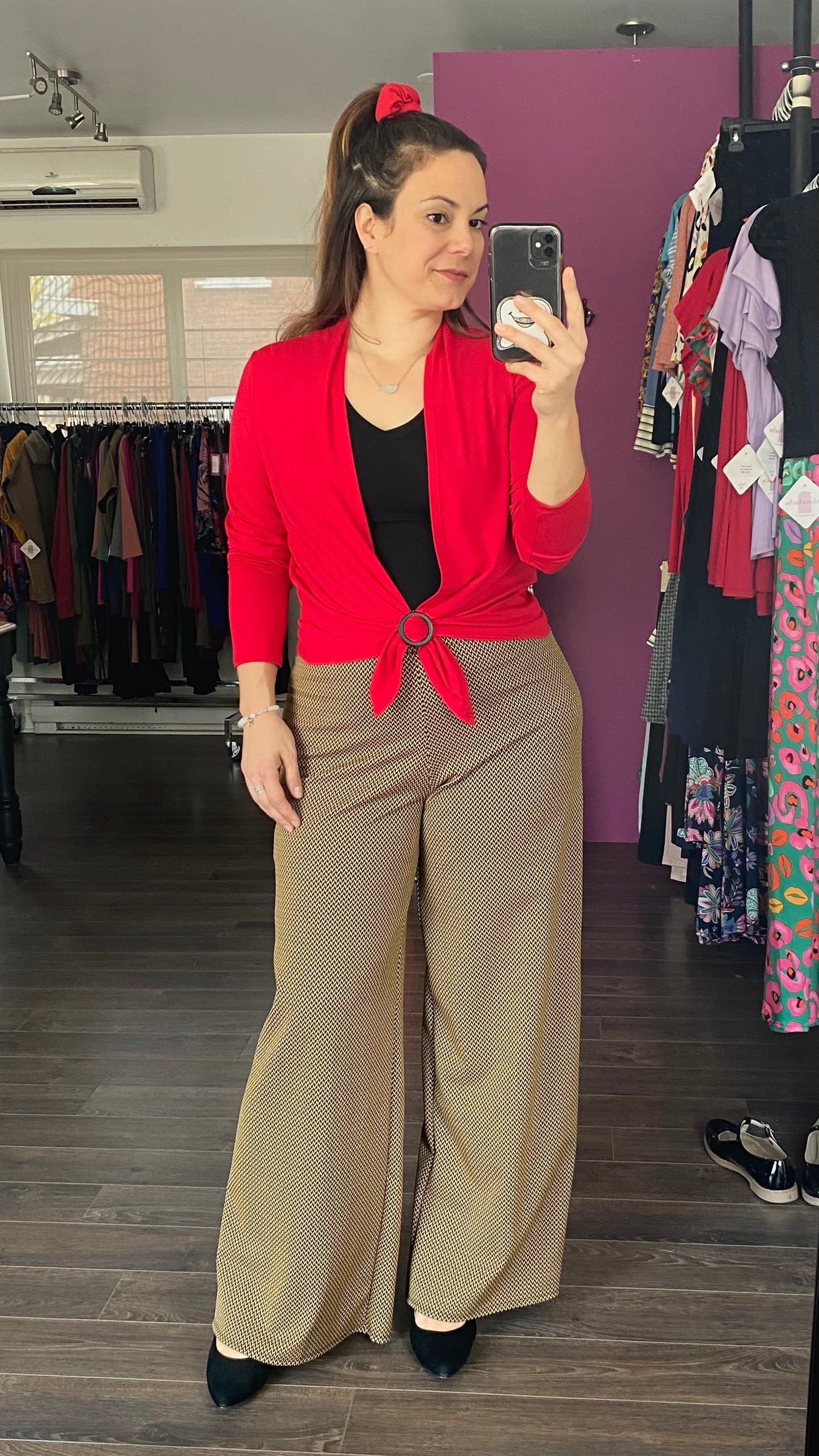 Pantalon jambe large extensible à chevrons | Erin (Pinkmuchacha)