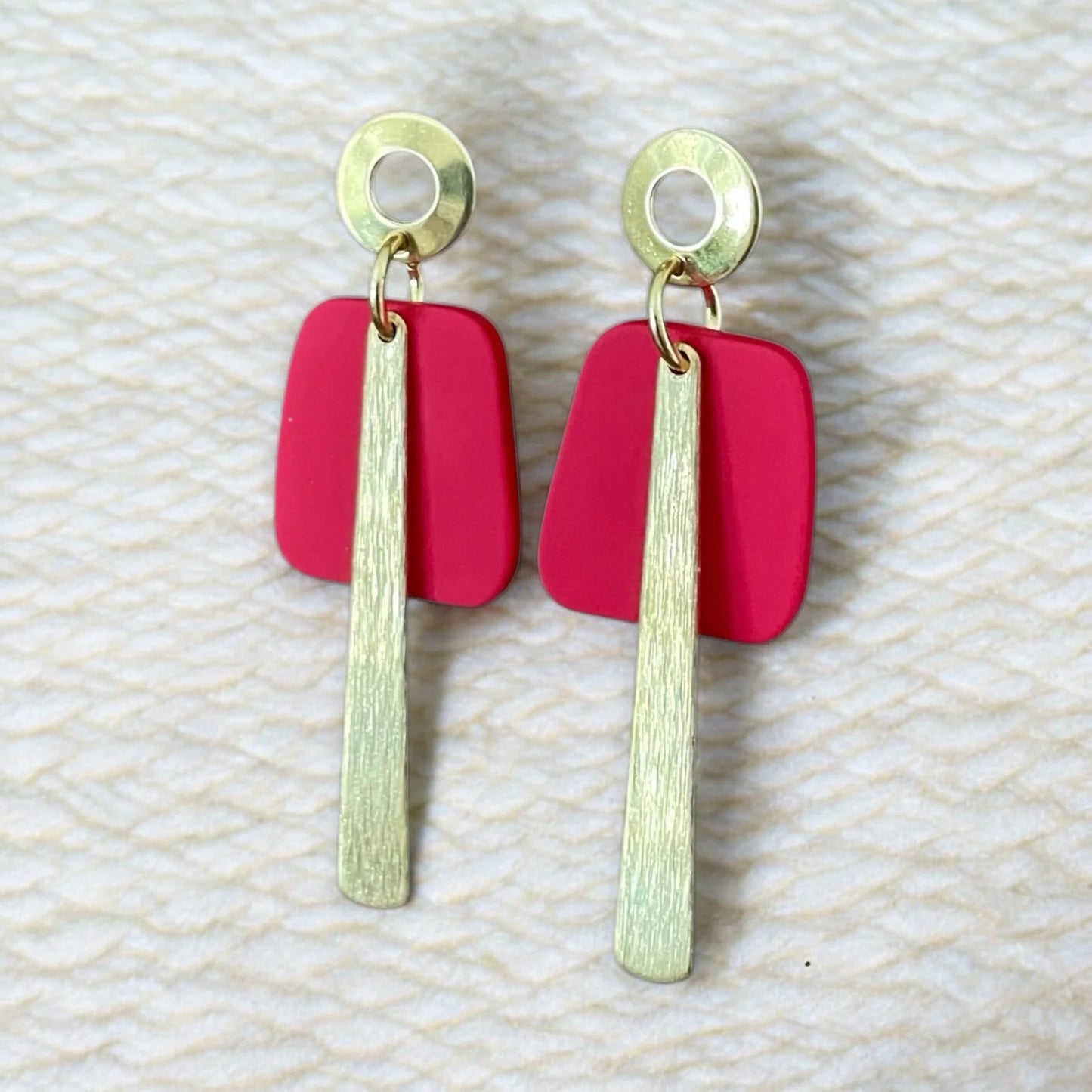 Boucle d'oreilles rouge et or| MF-151 | M Fantaisies