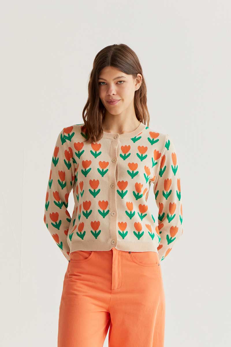 Cardigan| Tulipes oranges| Compañia Fantastica