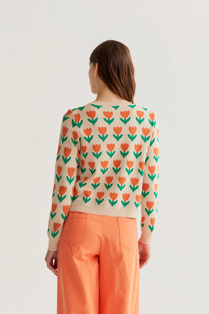 Cardigan| Tulipes oranges| Compañia Fantastica