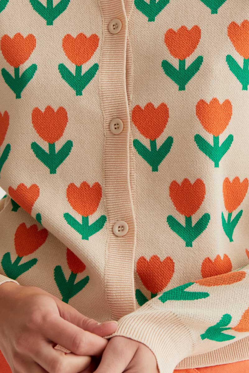 Cardigan| Tulipes oranges| Compañia Fantastica