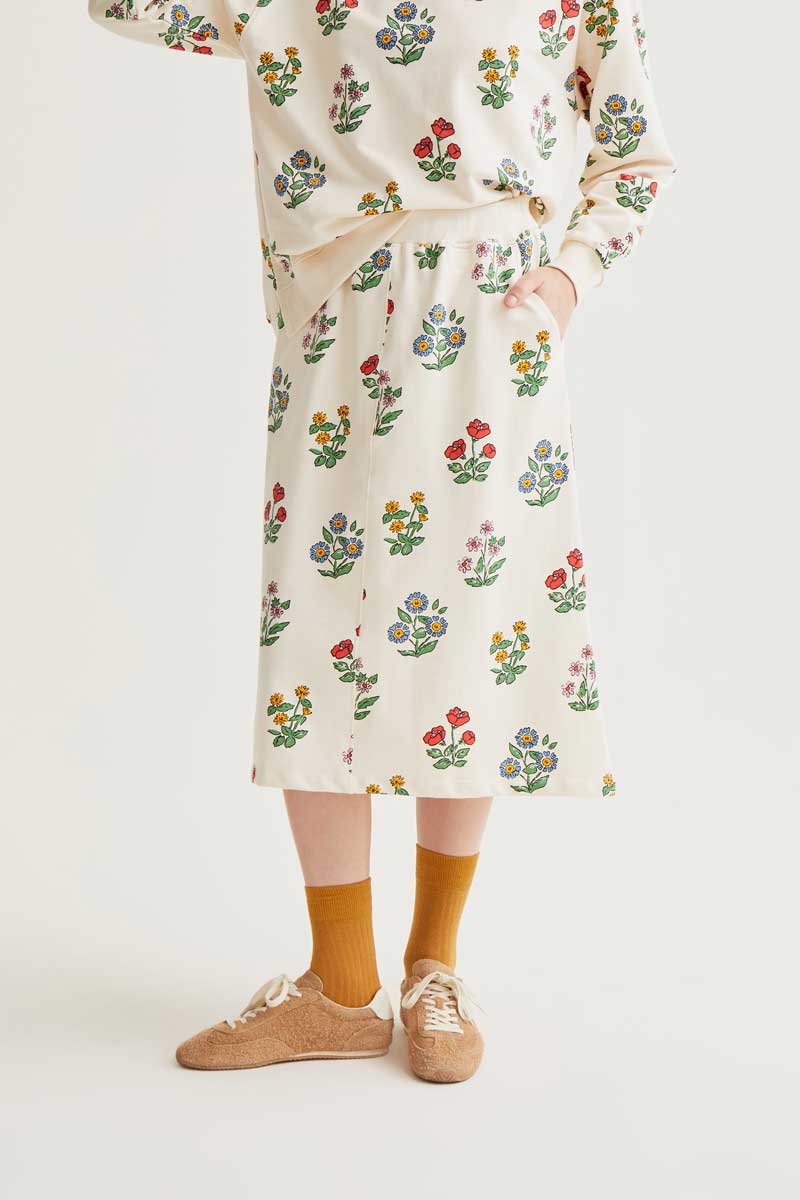 Jupe midi en coton ouaté| Jardin Fleuri| Compañia Fantastica