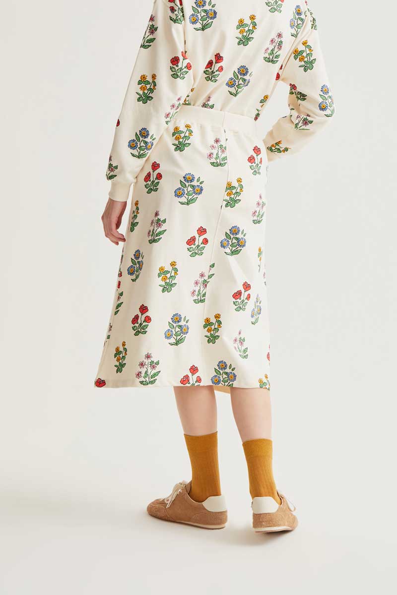 Jupe midi en coton ouaté| Jardin Fleuri| Compañia Fantastica