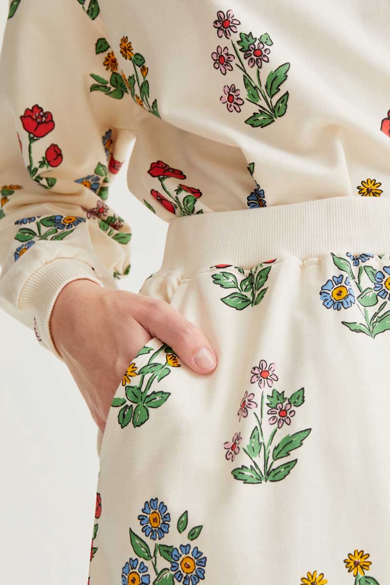 Jupe midi en coton ouaté| Jardin Fleuri| Compañia Fantastica