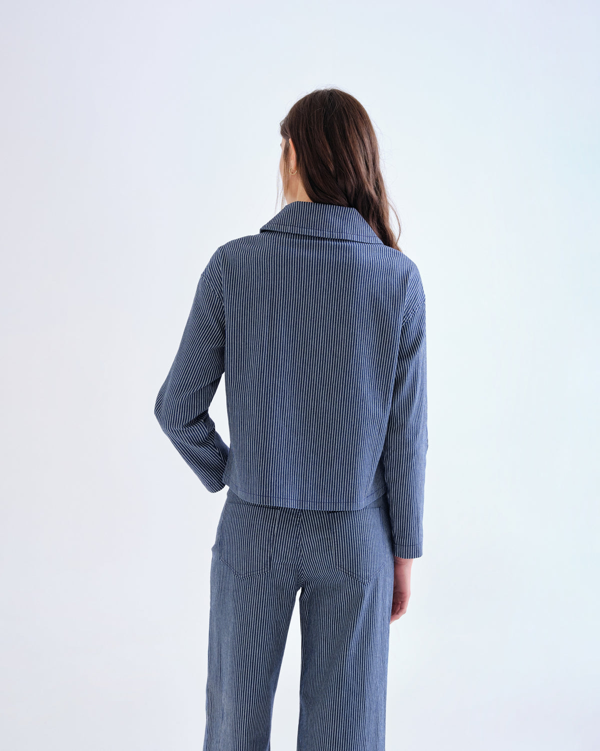 Veste rayée bleue Compañía Fantástica, vue de dos