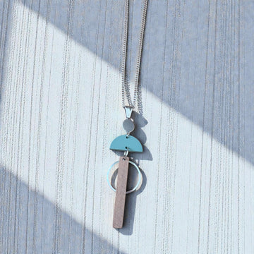 Collier sarcelle et bois | MF-98 | M Fantaisies