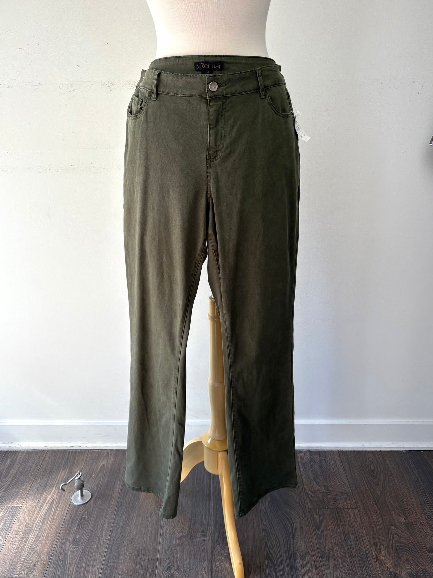 Pantalon vert olive, style jeans | KLAV-18 (14 ans)