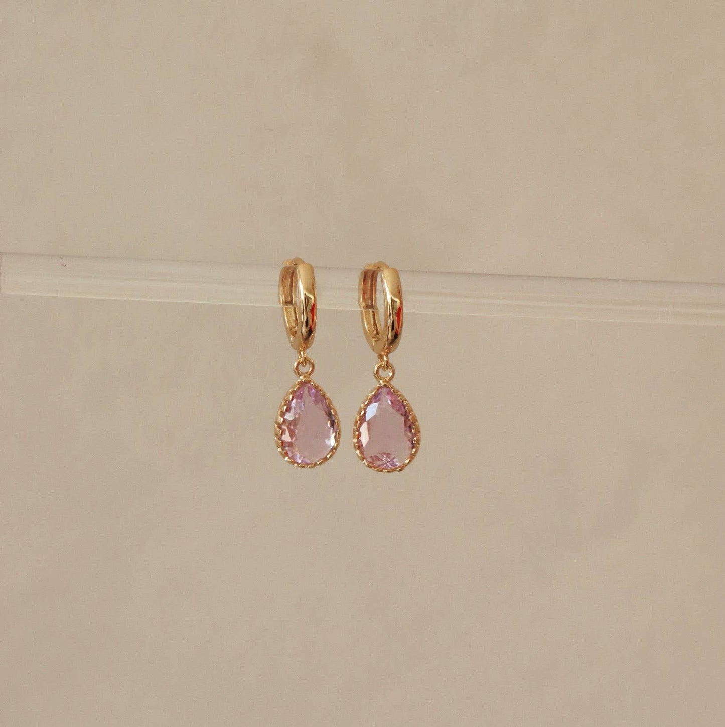 Dipo - Boucles d'oreilles goutte en pierre de verre lilas