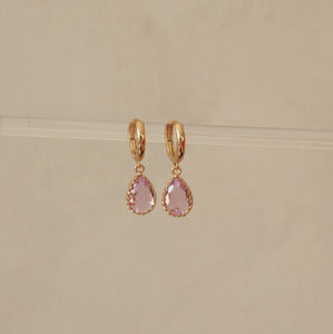 Dipo - Boucles d'oreilles goutte en pierre de verre lilas